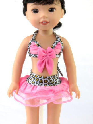 Cheetah and Pink  Swimsuit Fits 14.5" Wellie Wisher American Girl Doll Clothing1