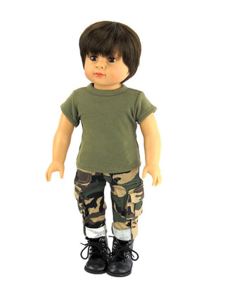Green Camouflage Pant Set Fits 18" American Boy Girl Doll Clothing0