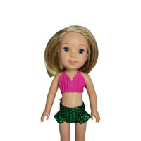 Mermaid 3pc Swimsuit Fits 14.5" Wellie Wisher American Girl Doll Clothing1