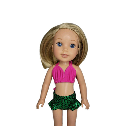Mermaid 3pc Swimsuit Fits 14.5" Wellie Wisher American Girl Doll Clothing1
