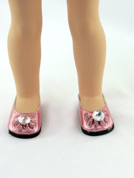 Pink Rhinestone Bow Flats Fits 14.5" Wellie Wisher American Girl Doll Shoes0