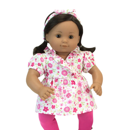 Flower Tunic Outfits & Shoes 8pcs Fits 15" Bitty Baby American Girl Doll Clothes1