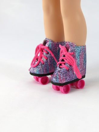 Rainbow Roller Skates Fits 14.5" Wellie Wisher American Girl Doll Shoes1