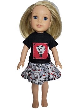 Little Dogs Skirt Set Fits 14.5" Wellie Wisher American Girl Doll Clothes0