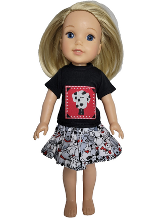 Little Dogs Skirt Set Fits 14.5" Wellie Wisher American Girl Doll Clothes0