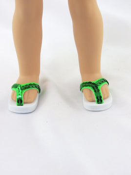 Green Flip Flop Sandals Fits Wellie Wishers 14.5" American Girl Clothes Shoes0
