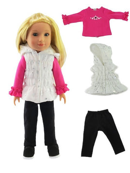 Star Puffer Vest Outfit Fits 14.5" Wellie Wisher American Girl Doll Clothing0