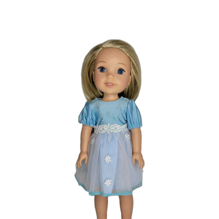 Blue Flower Dress Fits 14.5" Wellie Wisher American Girl Doll Clothing0