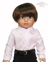 White Long Sleeve Dress Shirt Fits 18" American Girl Boy Doll Clothing0