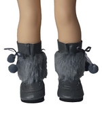 Grey Fur Pom Boots Fits 14.5" Wellie Wisher American Girl Doll Shoes1