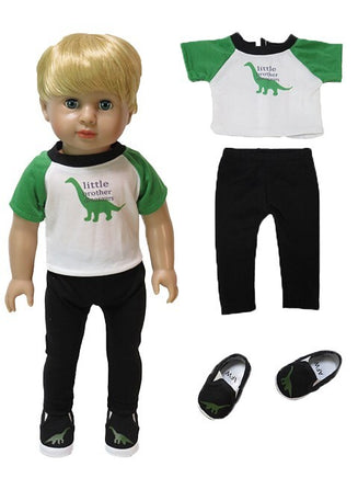 Little Brother Dino Pant Set Shoes Fits 18" American Boy Girl Doll Clothing0