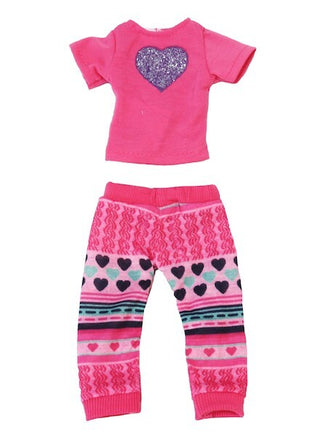 Pink Heart Pant Set Fits 14.5" Wellie Wisher American Girl Doll Clothing3