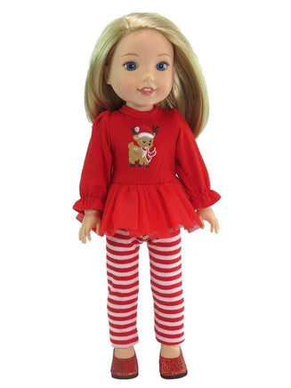 Christmas Reindeer Pant Set Fits 14.5" Wellie Wisher American Girl Clothing1