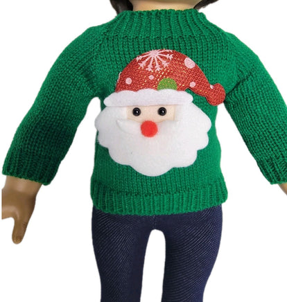 Green Santa Sweater Pant Set Fits 18" American Girl Doll Clothes2
