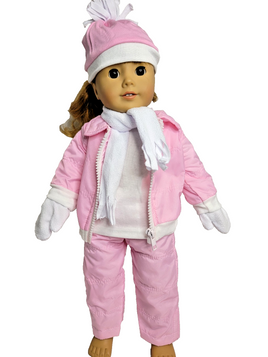 Pink Snowsuit Scarf Mittens Hat Fits 18" American Girl Doll Clothing0