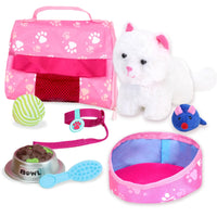 White Kitty Cat Set Fits 18" American Girl Doll Accessories Food0