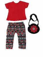 Red And Black Tribal Print Pant Set Purse Fits 18" American Girl Doll Clothing1