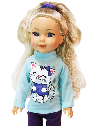 Snowflake Kitty Pant Set Fits 14.5" Wellie Wisher American Girl Doll Clothing1