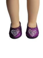 Purple Rhinestone Heart Flats Fits 14.5" Wellie Wisher American Girl Doll Shoes1