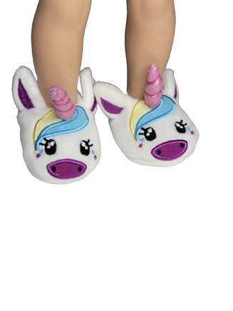 Unicorn Slippers Fits 14.5" Wellie Wisher American Girl Doll Shoes2