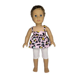 Pink Colorful Cheetah Print Capri Set Fits 18" American Girl Doll Clothes0