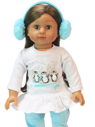 Winter Penguin Pant Set Earmuffs Fits 18" American Girl Doll Clothing0