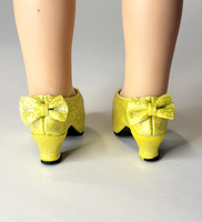 Yellow Back Bow High Heel Shoes Fits 14.5" Wellie Wisher American Girl Doll Shoe1