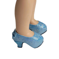 Blue Back Bow High Heel Shoes Fits 14.5" Wellie Wisher American Girl Doll Shoes0