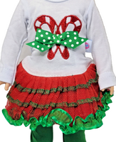 Candy Cane Dress And Leggings Fits 14.5 Wellie Wisher American Girl Doll Clothes1