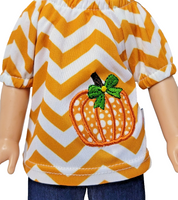 Pumpkin Chevron Print Outfit Fits 14.5" Wellie Wisher American Girl Doll Clothes1