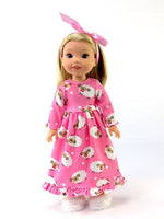 Pink Lamb Pajama Nightgown Fits 14.5" Wellie Wisher American Girl Doll Clothing0