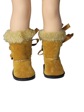 Brown Fur Trim Boots Fits 14.5" Wellie Wisher American Girl Doll Shoes1
