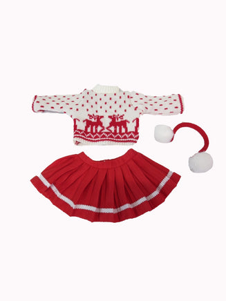 Red Reindeer Sweater Skirt Set Earmuffs Fits 18" American Girl Doll Clothing2