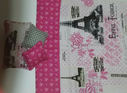 Hot Pink Paris Handmade Reversible Bedding 4pc Fits 14.5" Wellie Wisher Dolls 3