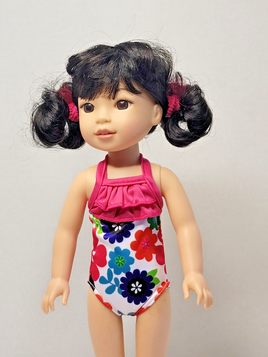 Floral Ruffle Swimsuit Fits 14.5" Wellie Wisher American Girl Doll Clothing0