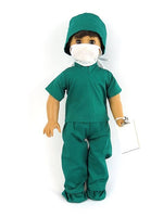 Green Doctor Medical Scrubs Outfit Fits 18" American Boy Girl Doll Clothing3