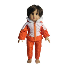 Orange And White Snowsuit Coat & Snow Pants Fits 18" American Girl Doll Clothes0