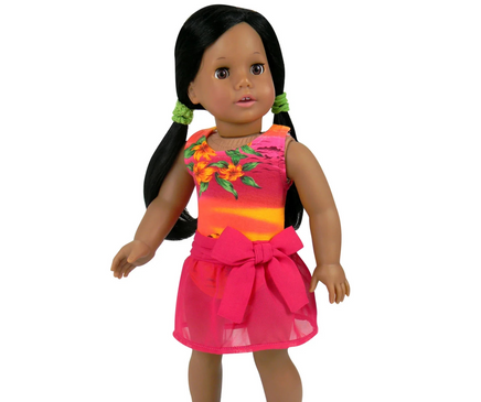 Sunset Bathing Suit & Pink Cover Up Skirt Fits 18" American Girl Doll Clothes0