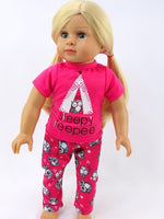 Hot Pink Sleepy Teepee Owl Pajama Pant Set Fits 18" American Girl Doll Clothing0