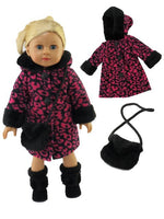 Black And Magenta Leopard Print Coat Purse Fits 18" American Girl Doll Clothing1