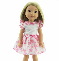 Pink Hearts Organza Dress Fits 14.5" Wellie Wisher American Girl Doll Clothing0