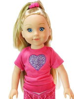 Pink Heart Pant Set Fits 14.5" Wellie Wisher American Girl Doll Clothing1