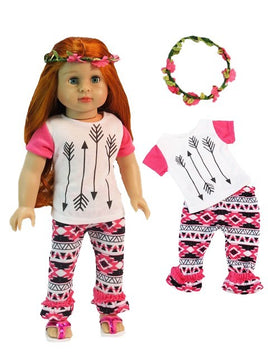 Pink Arrow Tribal Print Pant Set Fits 18" American Girl Doll Clothing0