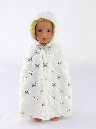 White Fur Sequin Cape Coat Fits 14.5" Wellie Wisher American Girl Doll Clothing0