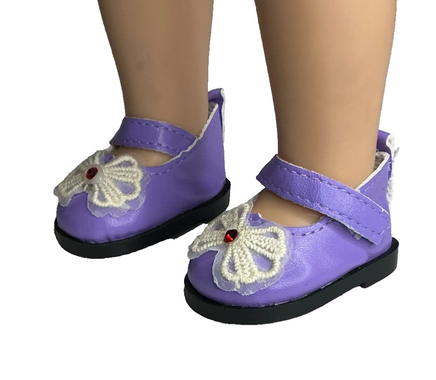 Purple Bow Dress Shoes Fits 14.5" Wellie Wisher American Girl Doll Shoes1