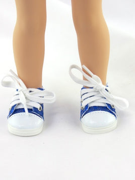 Blue Sequin Sneakers Fits 14.5" Wellie Wisher American Girl Doll Shoes0