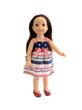 American Flag Dress Fits 14.5" Wellie Wisher American Girl Doll Clothing0