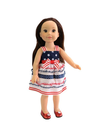 American Flag Dress Fits 14.5" Wellie Wisher American Girl Doll Clothing0