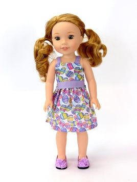 Lavender Easter Egg Dress Fits 14.5" Wellie Wisher American Girl Doll Clothing0