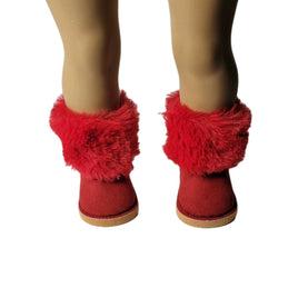 Red Fur Boots Fits 18" American Girl Doll Clothes Shoes0